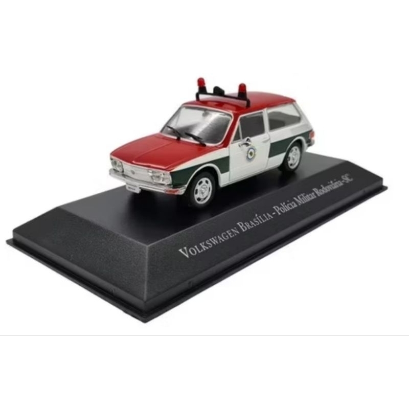 Miniatura carros Coleção Volkswagen  Brasília Polícia Rodoviária SC 1:43 Veículos de Serviços
