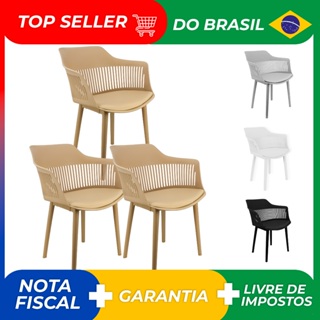 Kit 3 Cadeiras Marcela Montreal Mena Polipropileno com Estofado em Oferta na Shopee