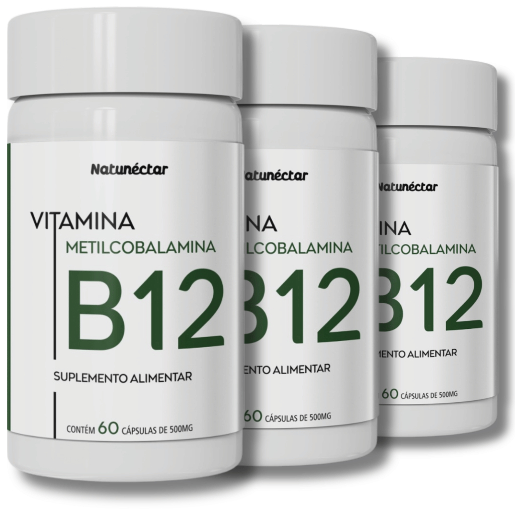 Kit Combo 3X Vitamina B12 Metilcobalamina 414% 180 Cápsulas