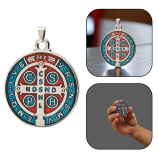Medalha De São Bento Colorido Extragrande Prateado em Oferta na Shopee