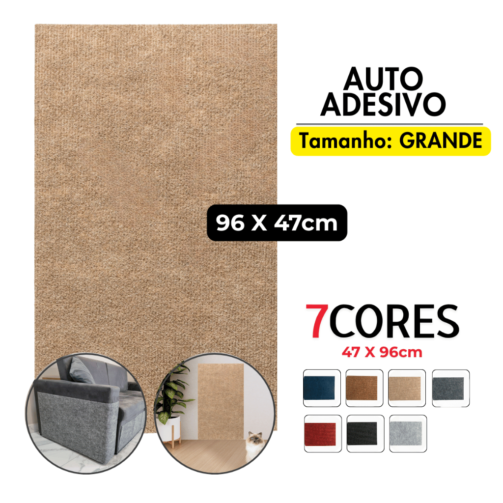 Arranhador Adesivo GRANDE em Carpete para Gato - Protetor de Sofá Cama Box e Parede