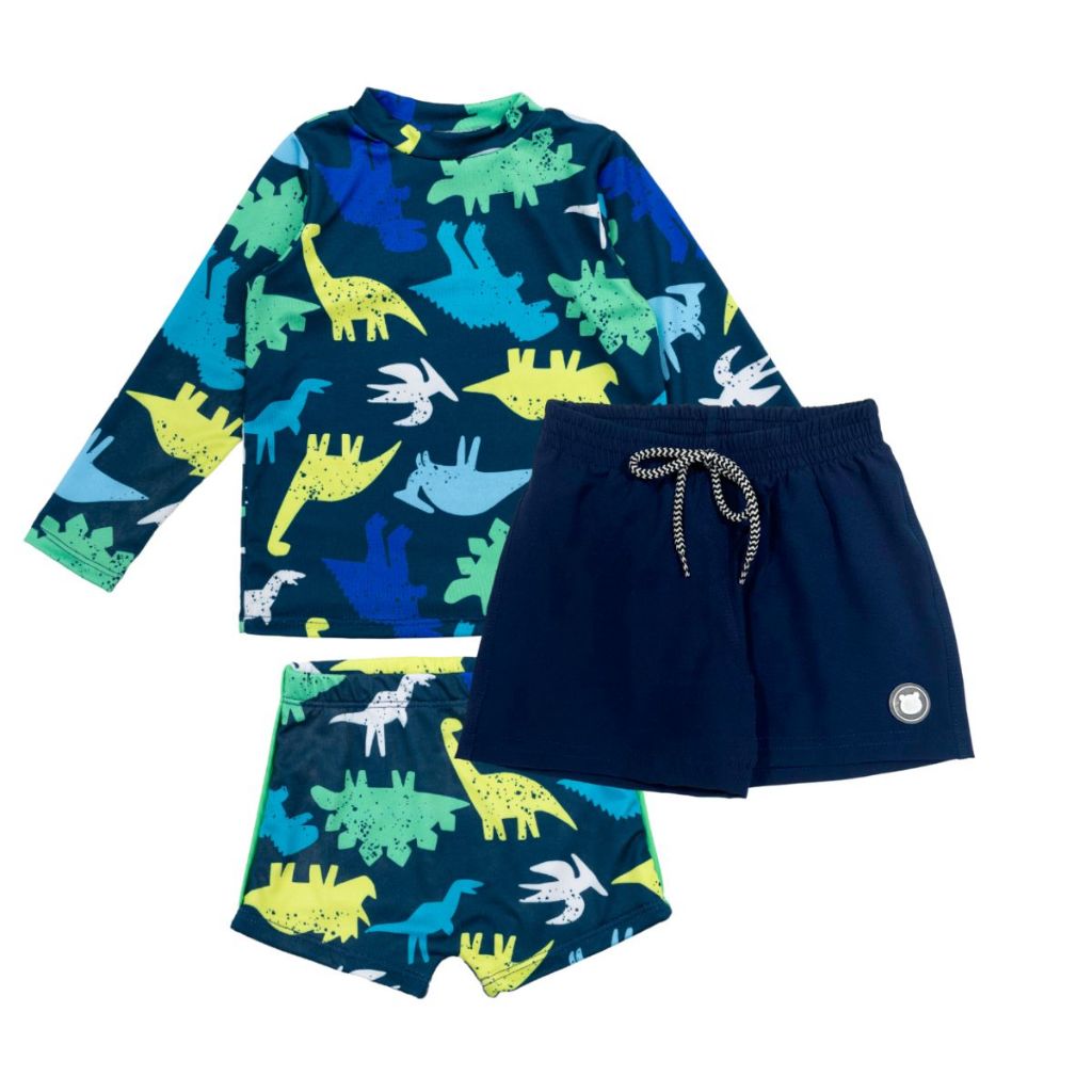 Kit Blusa Sunga Com Proteção Uv+ Bermuda Tactel Praia Menino