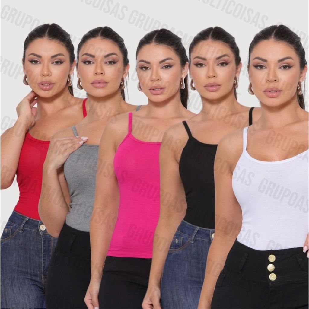 KIT DE REGATA FEMININA COM 5 BLUSINHA E KIT COM 3 REGATA DE ALCINHA LISA BASICA TECIDO VISCOLAYCRA PROMOÇÃO ATACADO