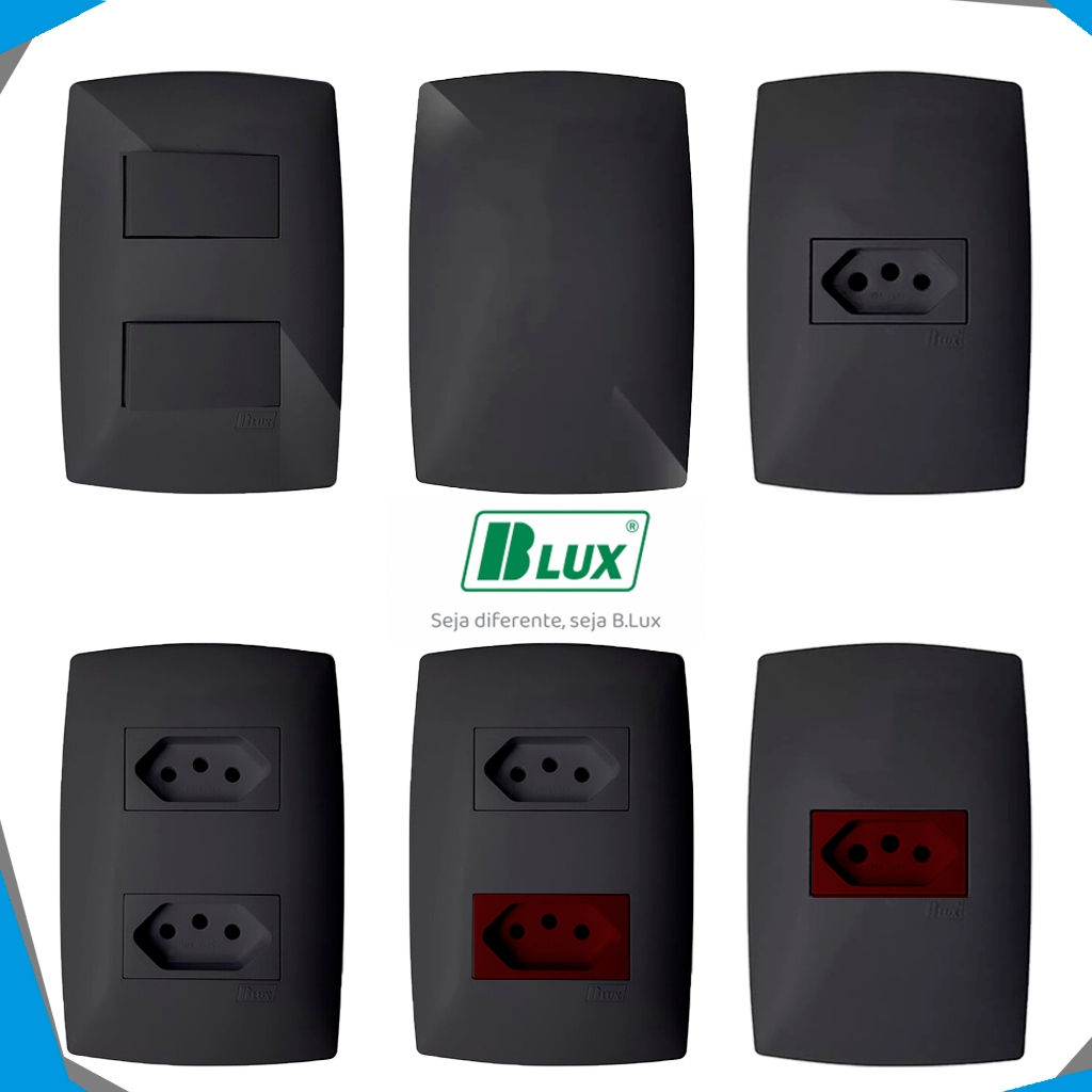 MONTE SEU KIT TOMADAS INTERRUPTORES TECLA PLACA MODULO ESPELHO SIMPLES PARALELO DUPLA 10A 20A LINHA HOME - GRAFITE B LUX
