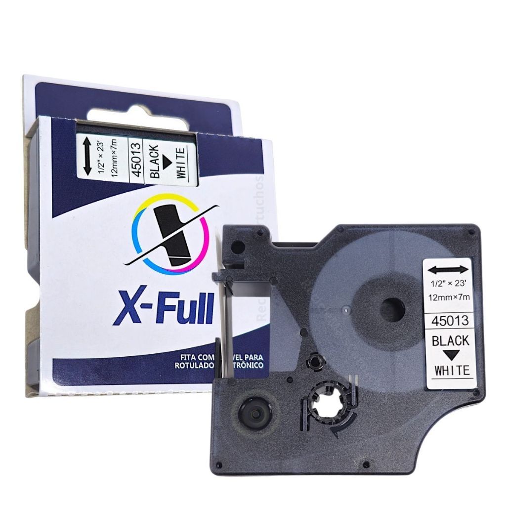 Fita Compatível 45013 Dymo D1 12mm 7m Para Rotulador Label Manager 100 120P 150 160 200 210D 220P 260P 280 300 350 350D
