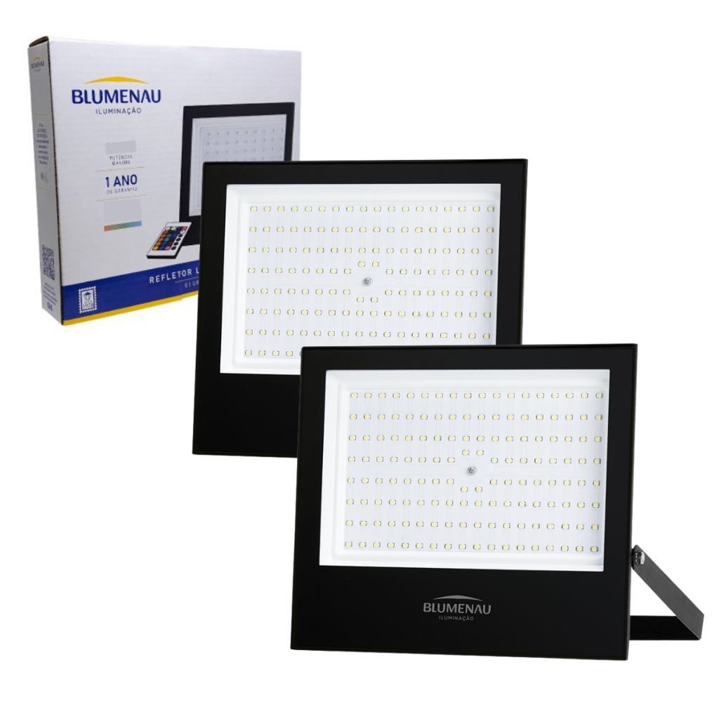 Kit 2 Refletor Led Holofote Carcaça 150w Prova D'água Preto Bivolt Play Luz Branco Frio Blumenau 6500k