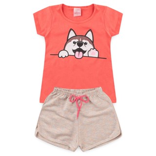 Conjunto Infantil Feminino Shorts e Baby Look Menina L19