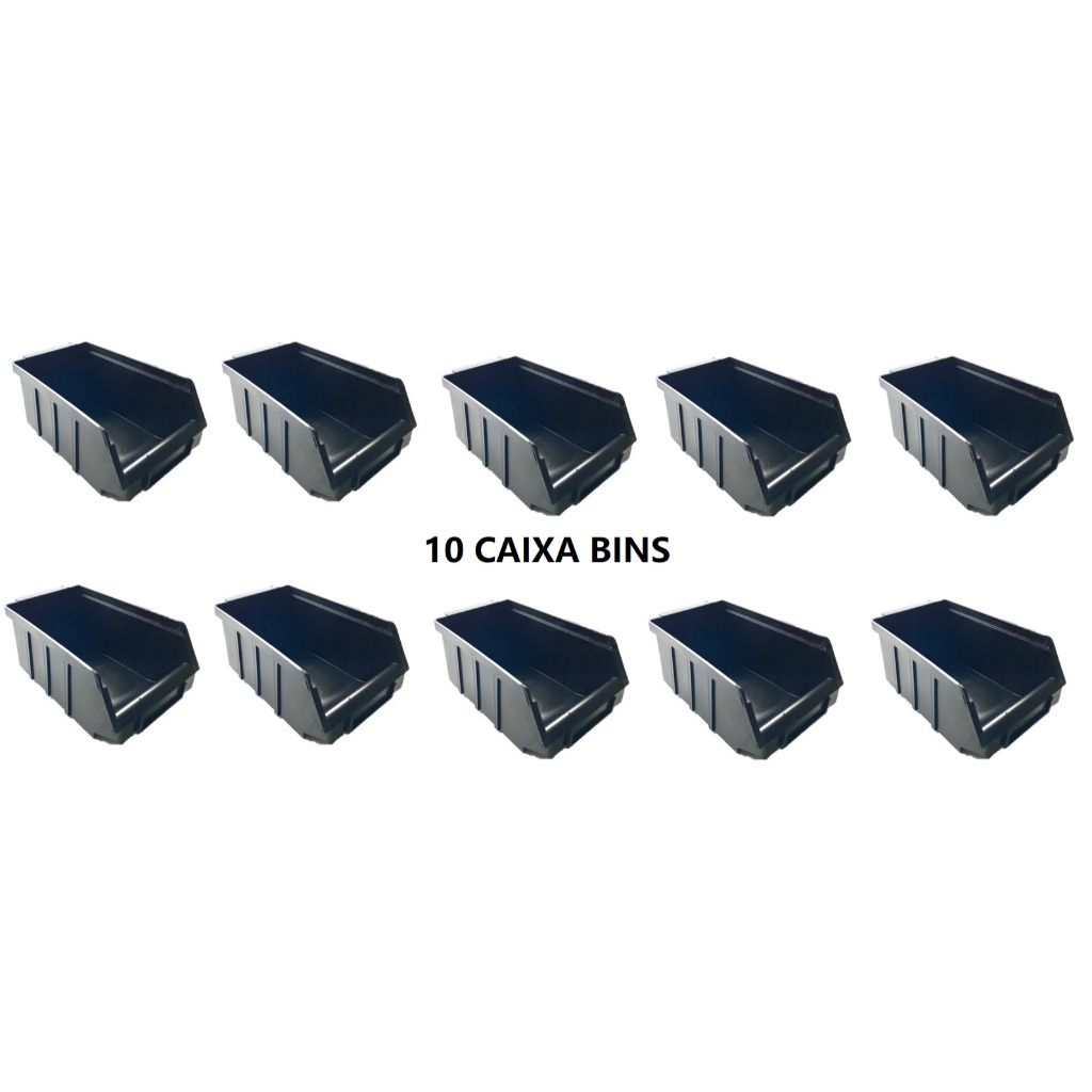 Caixa Bin 3 Kit 10 Para Peças Gaveta Preta Organizador Parafusos Peças