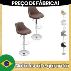 Kit 2 Banquetas Milano Carmel Estofada Giratória c/ Regulagem