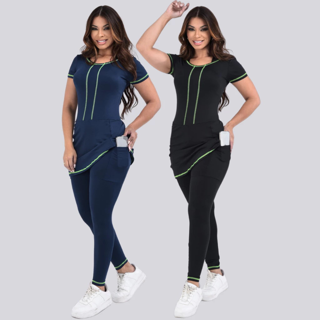 Kit 2 Macacão Com Costura Fitness Moda Evangélica  Caminhadas Academia Treinos Funcional Modesto — imagem 1