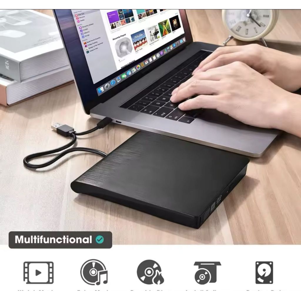Drive Gravador Dvd Cd Externo Slim Type-c Usb 3.0 Portátil Pc Ultrabook Notebook e Macbook