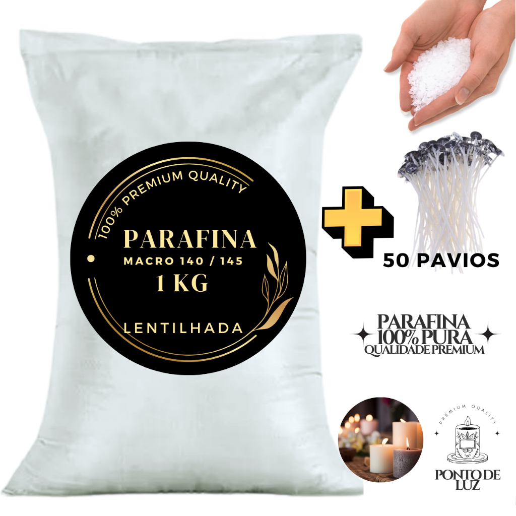 Parafina 1kg + 50 Pavios Votiva - Parafinados 17cm de Altura