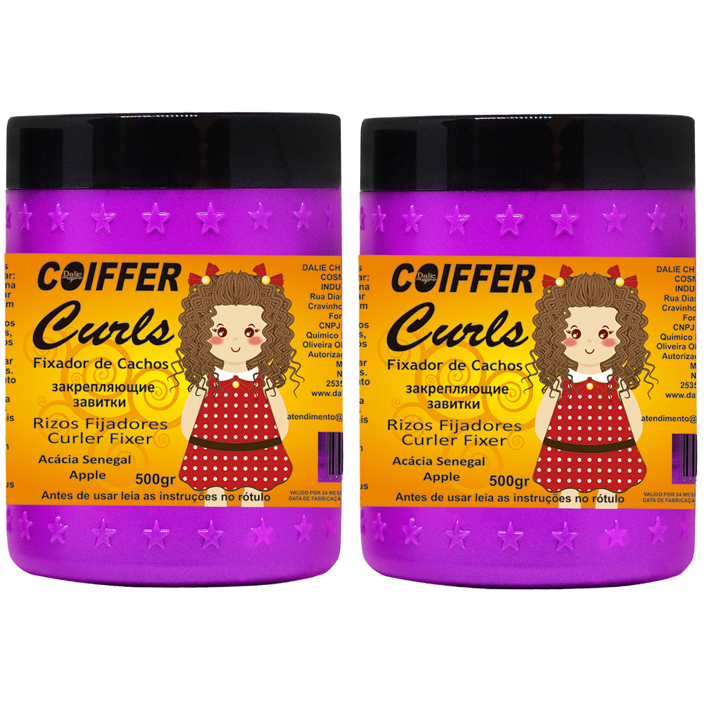 Kit Com 2 Creme Fixador de Cachos Gelatina Curls 500g Coiffer No Poo Low Poo