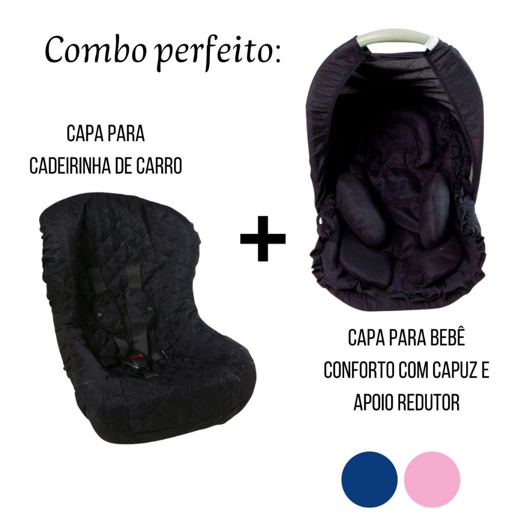 Capa de Cadeirinha Protetor de Cinto com Capa de Bebê Conforto Apoio Redutor Capuz Universal Menina Menino