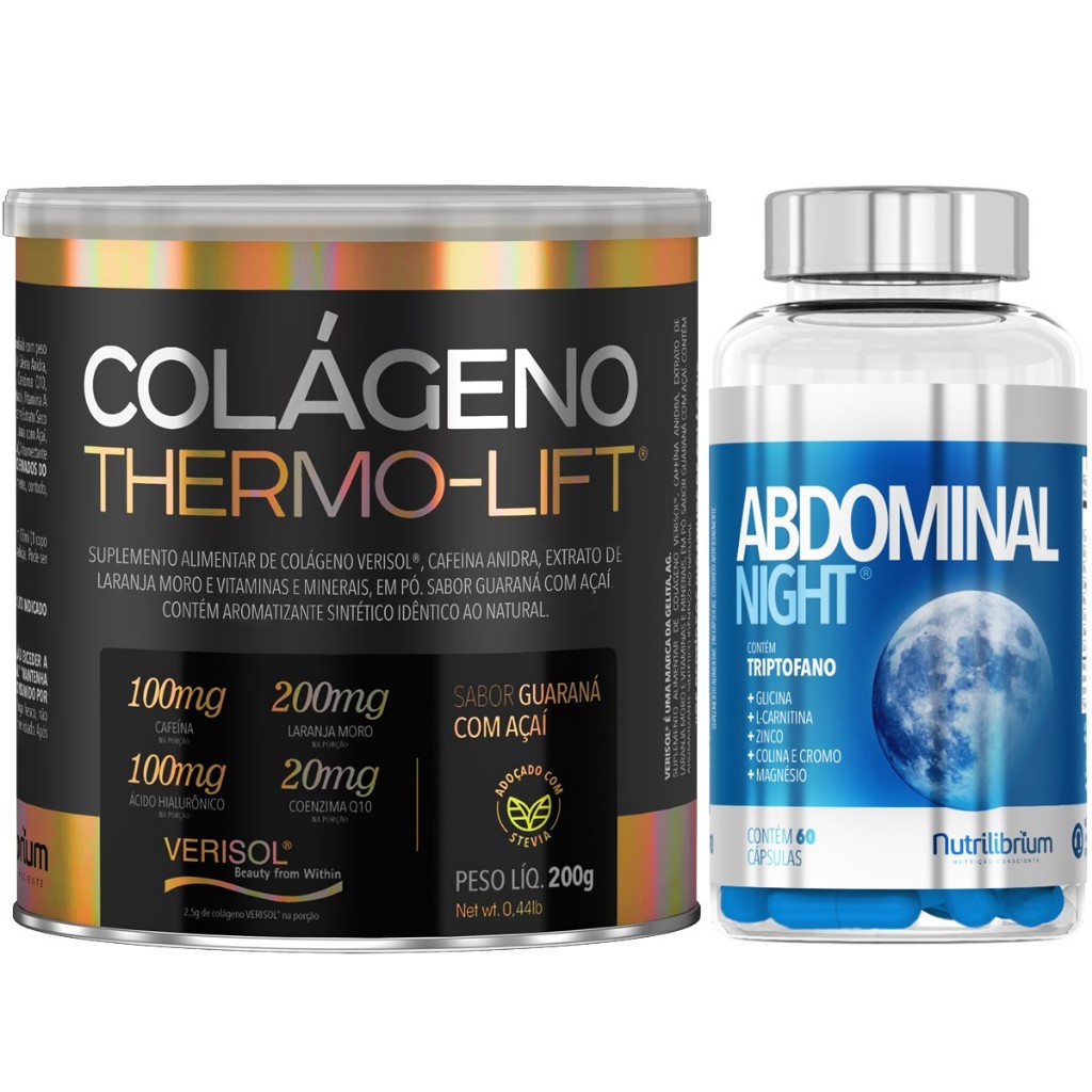 Kit Colágeno Verisol Thermo Lift 200g + Abdominal Noite 60 Caps Nutrilibrium - Health