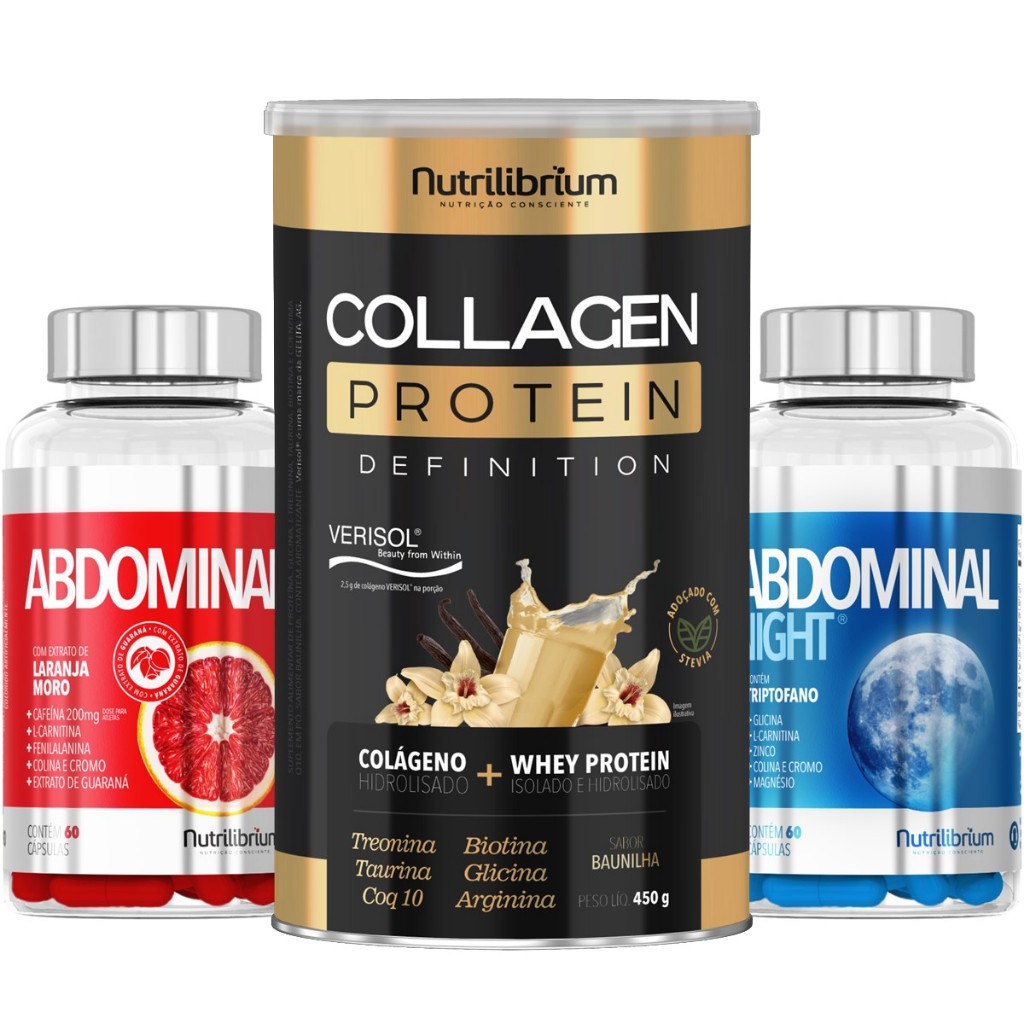 Colágeno Protein Definition 450g + Kit Abdominal Dia E Noite 120 Caps Nutrilibrium - Health