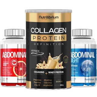 Colágeno Protein Definition 450g + Kit Abdominal Dia E Noite 120 Caps Nutrilibrium em Oferta na Shopee