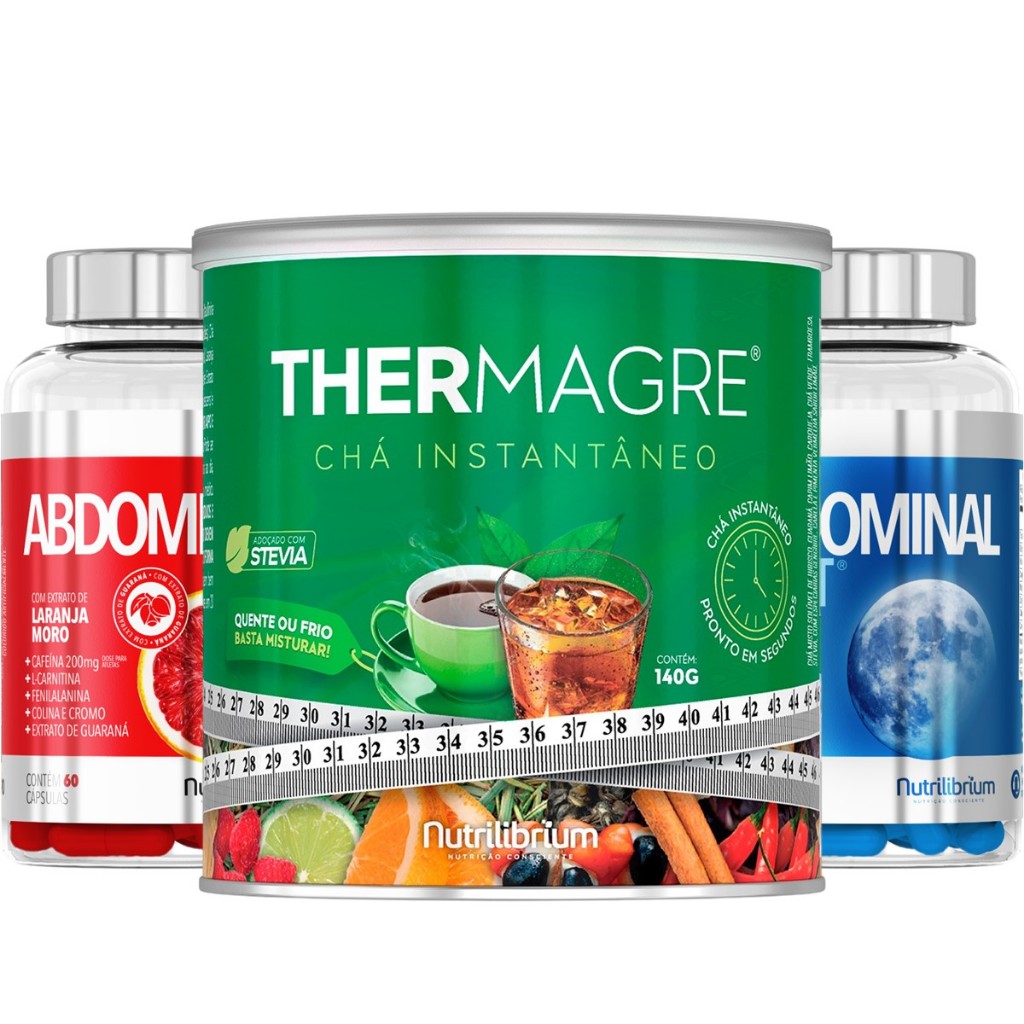 Chá Thermagre Solúvel + Kit Abdominal Dia E Noite 120 Cápsulas Nutrilibrium - Health