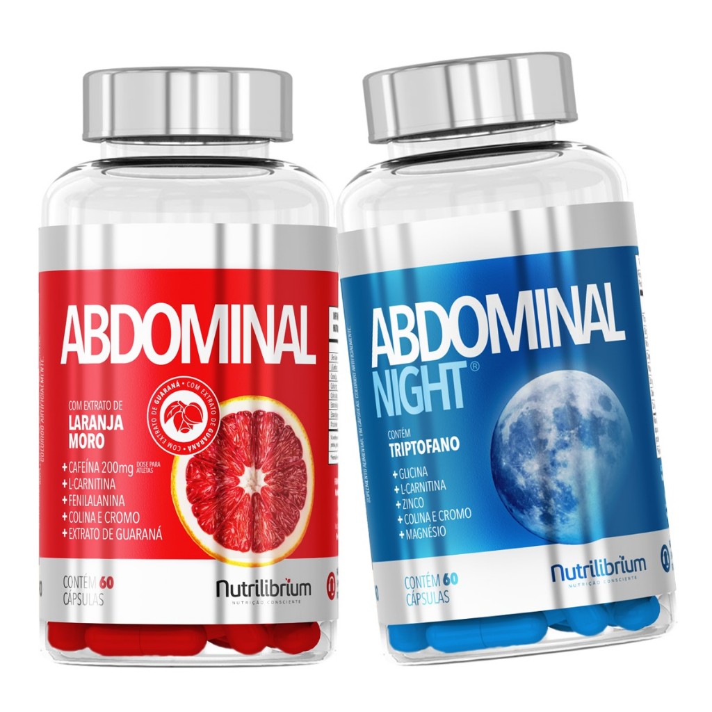 Kit Abdominal Cafeína Laranja Moro + Abdominal Noite Triptofano Magnésio Nutrilibrium