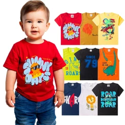 5 Peças Camiseta Infantil Masculino Menino Verão Veste do 1 ao 14