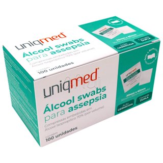 Álcool Swab Isopropílico 70% Lenço Umedecido para assepsia - 100u - Uniqmed Lenço Umedecido Sachê Asséptico em Oferta na Shopee