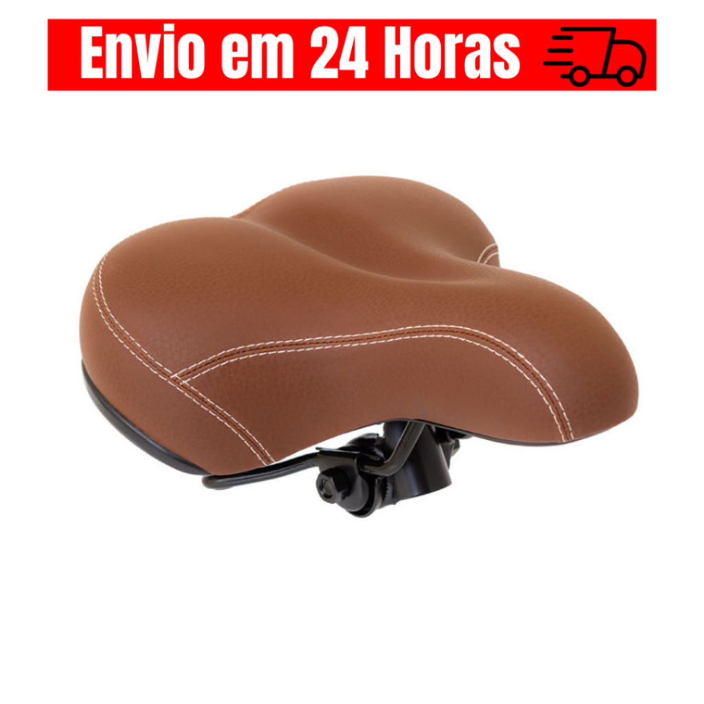 Selim Banco Couro 2 Molas Passeio Beach Confort Marrom Bicicleta Bike Mtb Gta Banco Largo Beach
