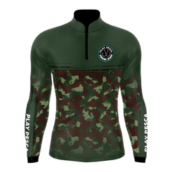 Camisa Camiseta Camuflado Verde 5 com Proteção Solar Uv50+ DryFit