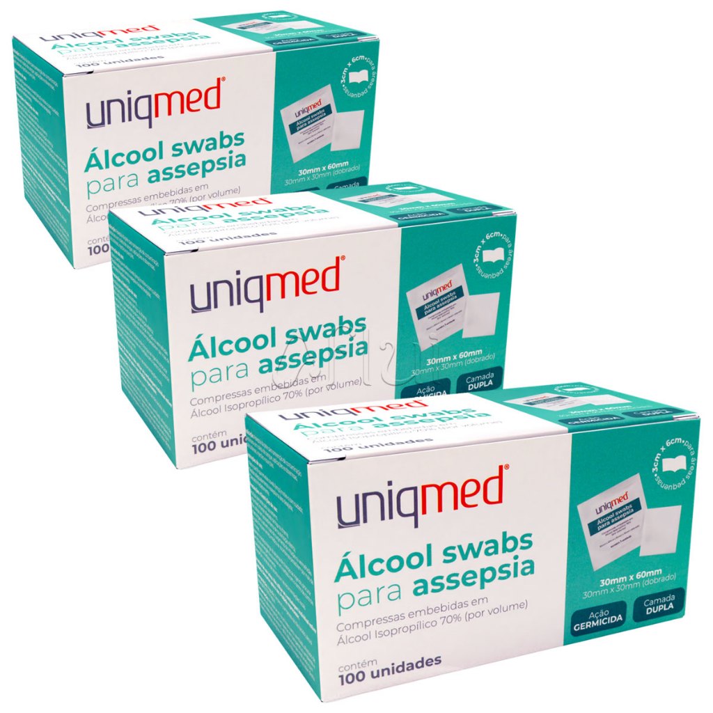 Álcool Swab 70% Saches 300 un Lenços Umedecidos para Assepsia Dupla Camada em Oferta na Shopee