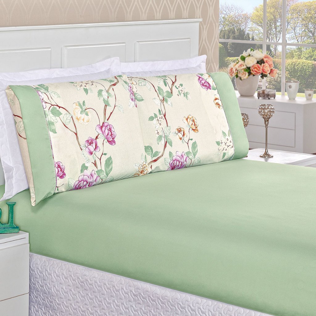 Jogo de Lençol King 3 Peças Percal 200 Fios Ponto Palito Naturale Estampado Maciez e Conforto