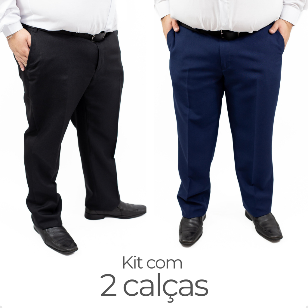 Kit 2 Calças Social Plus Size Alfaiataria Masculina Oxford Motorista Segurança