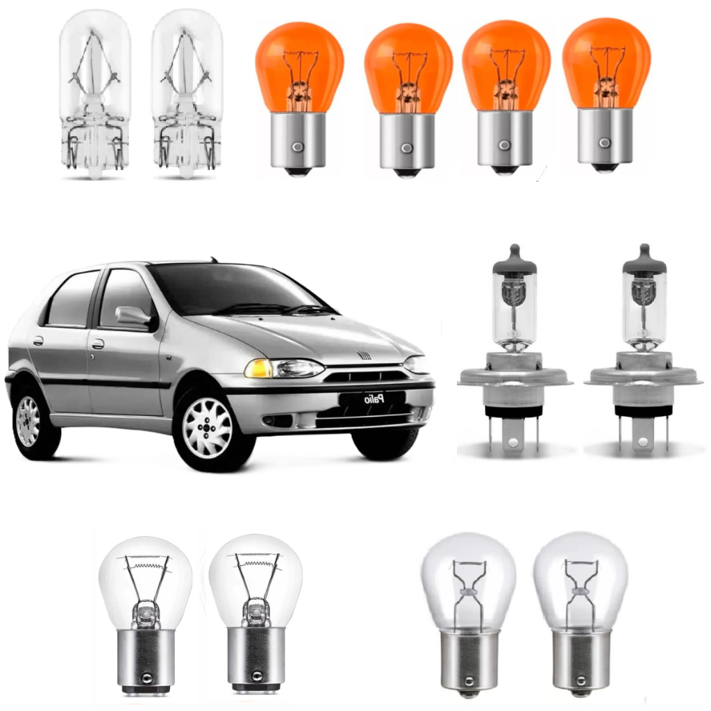 Kit 12 Lâmpada Farol Lanterna Palio 1996 97 98 99 00 FOCO SIMPLES em Oferta na Shopee