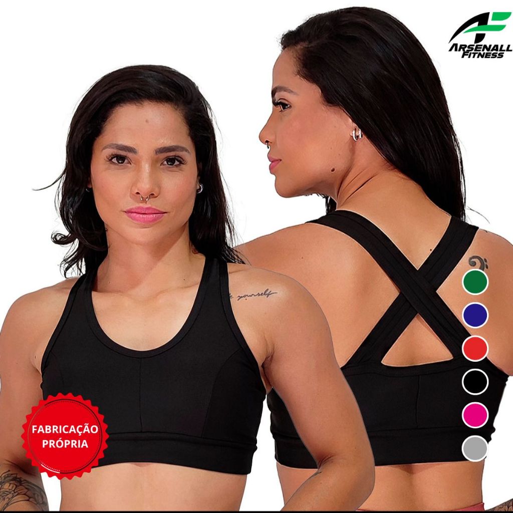 Top Fitness 3 em 1 Feminino Academia com Bojo Zero Transparência Alças Largas Conforto