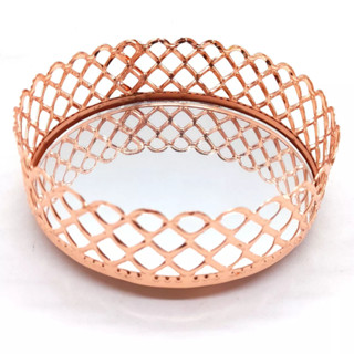 Bandeja Decorativa Luxo Espelhada em Metal Redonda Multiuso Casa em Oferta na Shopee