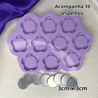 Molde de silicone para resina MIMO ROSINHA ESPELHO. Tamanho 3cm. 10 cavidades e 10 espelhos. em Oferta na Shopee