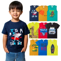 Kit 2 Peças Sortido Camiseta Infantil Manga Curta Verão Masculino Menino Veste do 1 ao 14