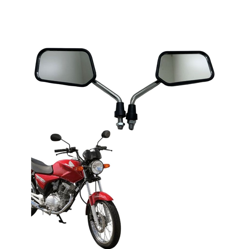 PAR DE RETROVISOR MINI COM HASTE CROMADA TITAN 150 em Oferta na Shopee