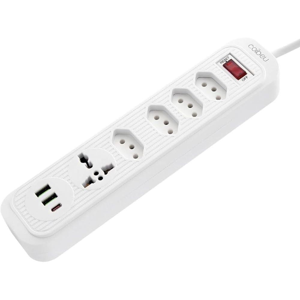Extensão 4 Tomada 2 Usb 1 Type-C 1 Universal Proteção Led Bivolt Power Filtro De Energia