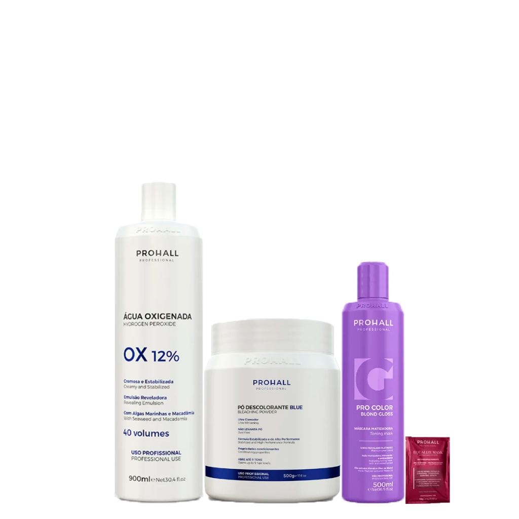 Kit Ox 40 Pó Descolorante Azul e Matizador Blond Prohall