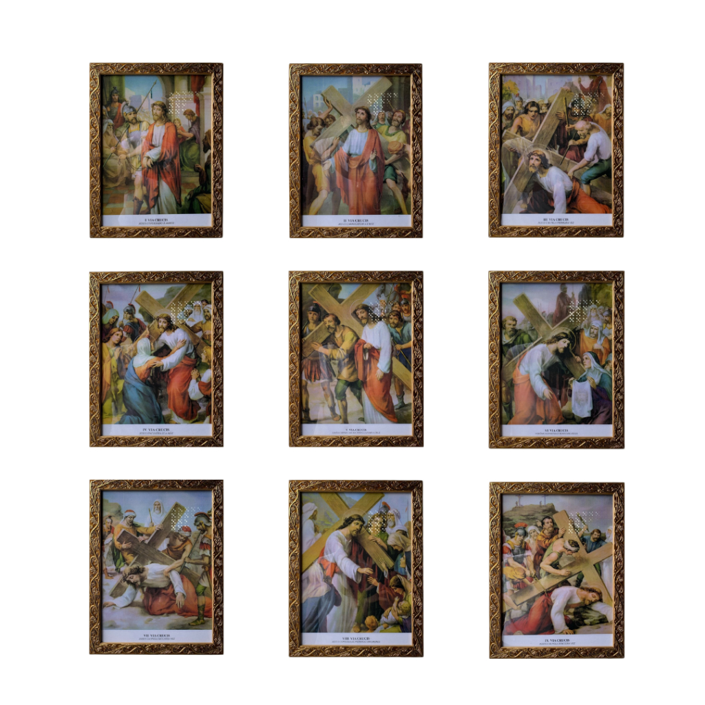 Via Sacra Conjunto De Quadros 15 Estações 26x30cm em Oferta na Shopee