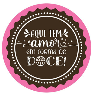 Etiqueta Adesiva Multiuso Aqui tem amor em forma de doce 4 cm