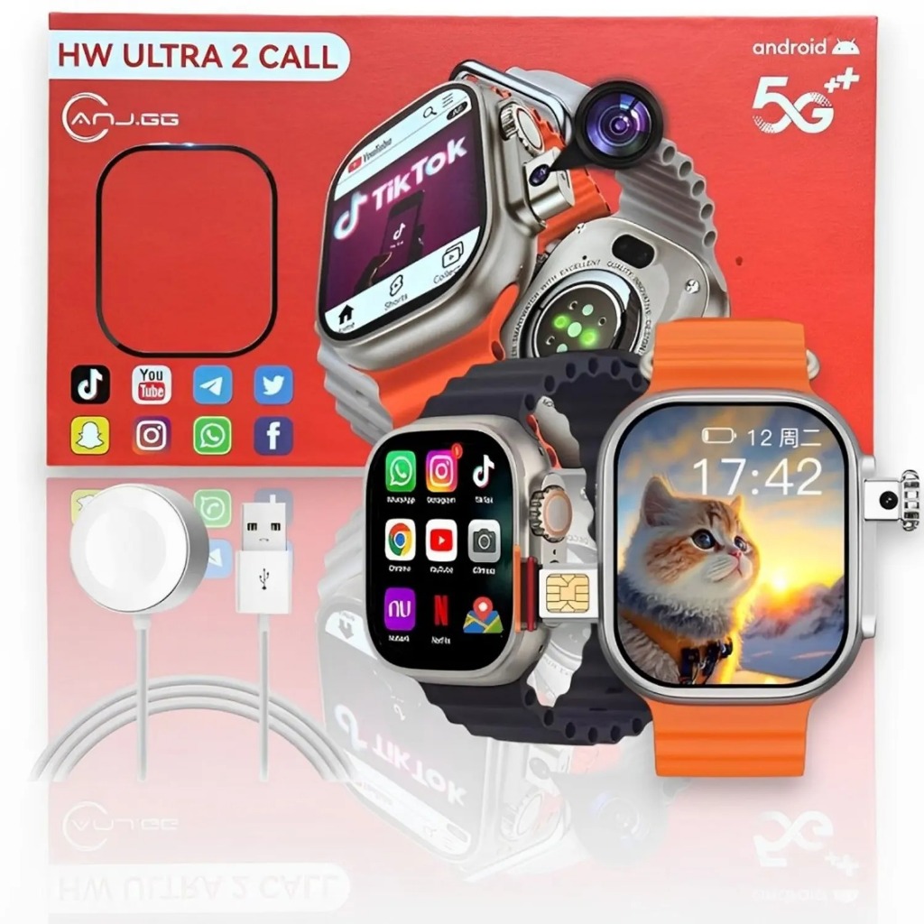 Smartwatch Hw Ultra 2 Call Android Chip 5g Câmera Dupla