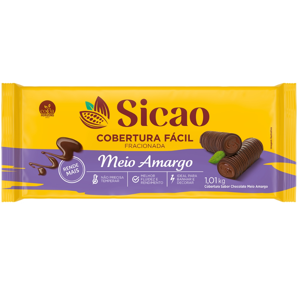 Sicao Barra De Chocolate Cobertura Fácil Meio Amargo 1,01kg