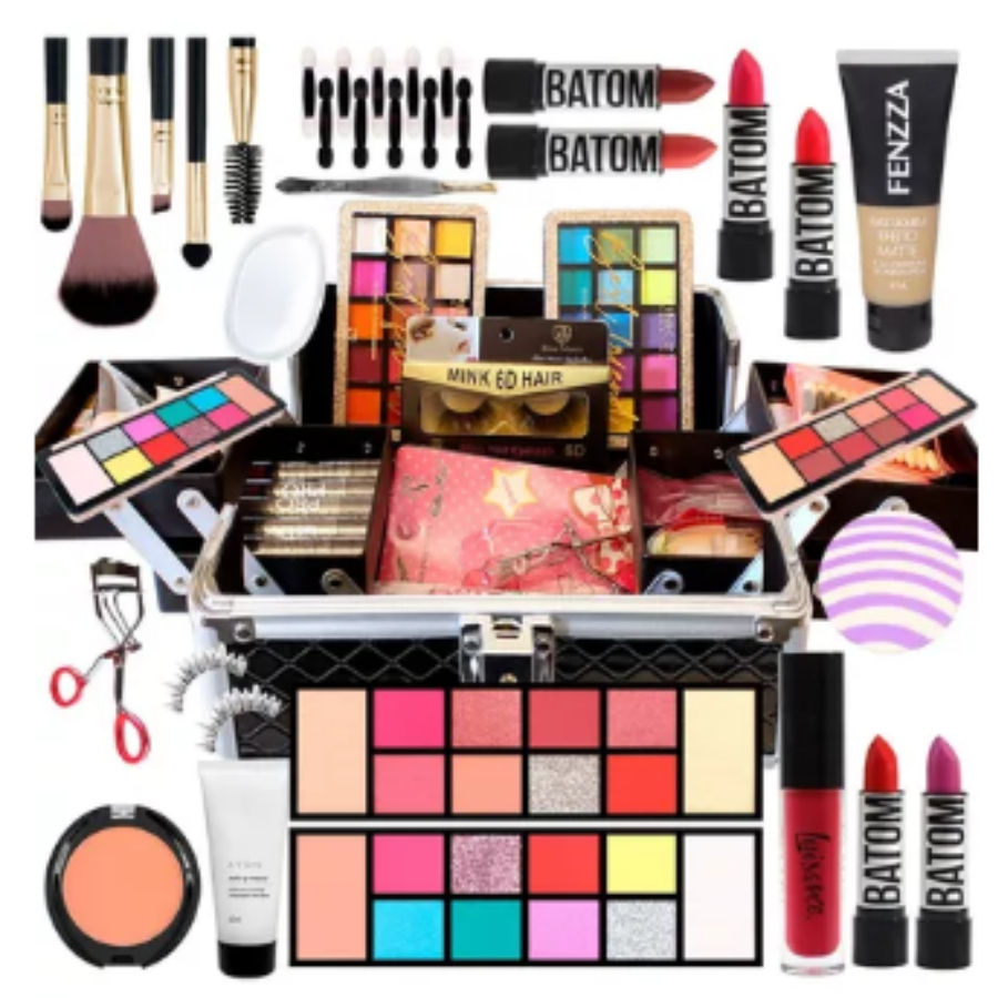 Kit de Maquiagem Inovadora Completo 12 itens com Necessaire e Pinceis Gloss Perfume em Oferta na Shopee