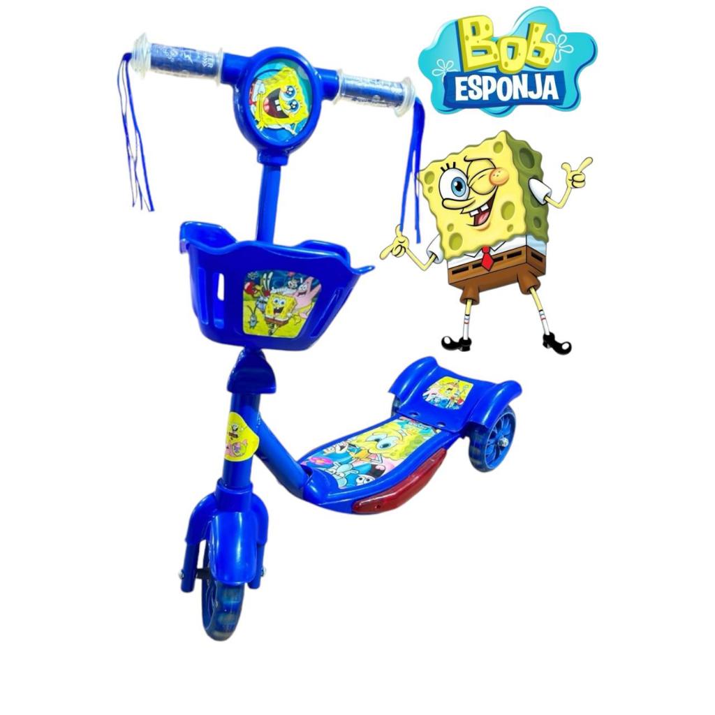Patinete Infantil Musical Personagens 3 Rodas Luzes Cesta — imagem 2 de 2