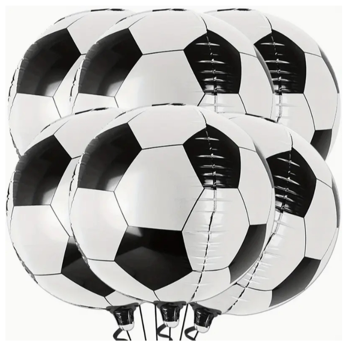 Kit 5 Balões 4D Bola De Futebol Copa Metalizado 22" 55cm