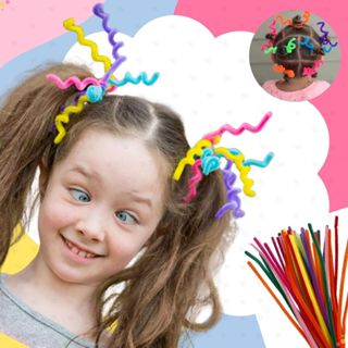 100 Hastes Cabelo Maluco Maluko Flexíveis Artesanato Chenille Colorido Penteado Engraçado Divertido em Oferta na Shopee