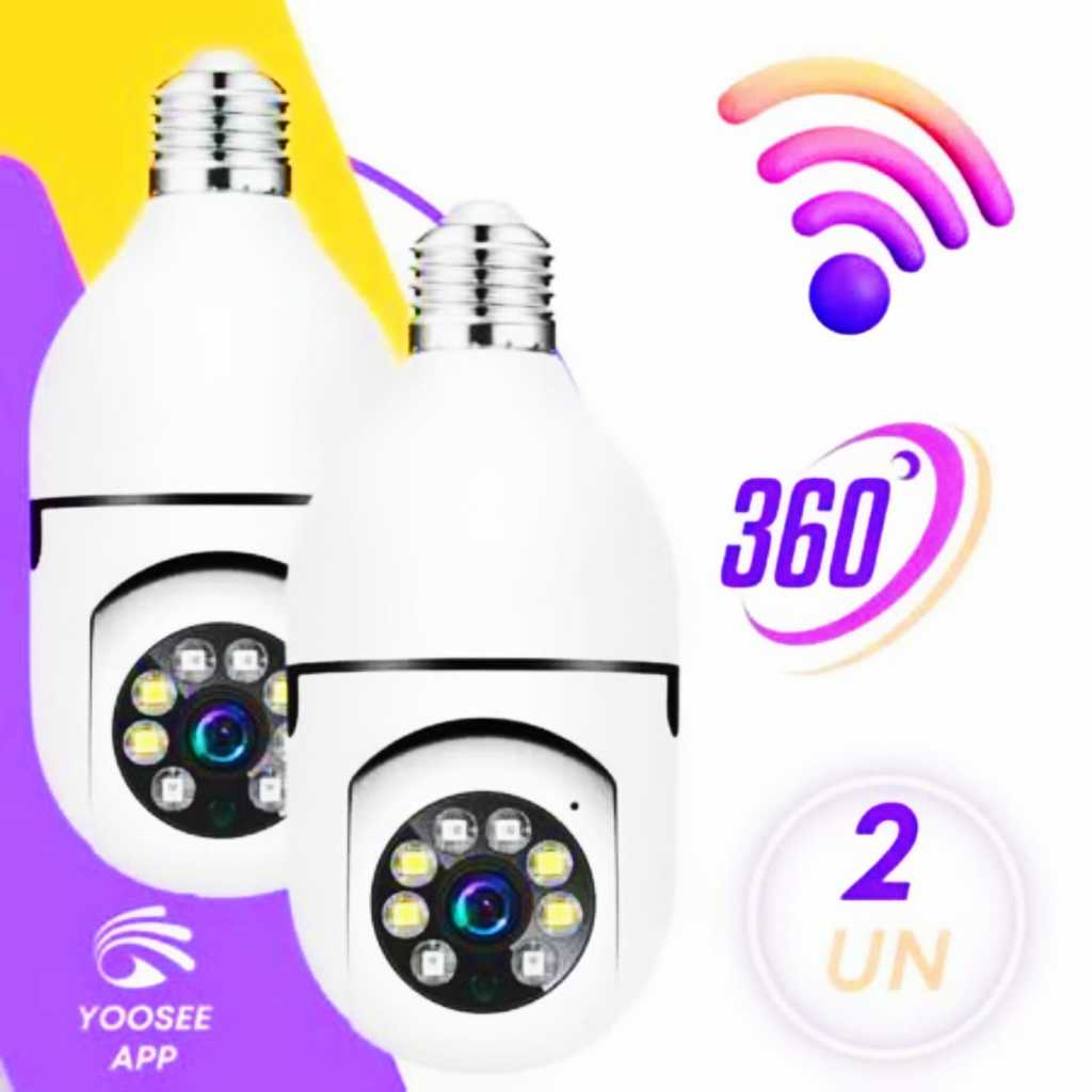 Kit 2 Kit Câmera Segurança Prova D'água Infravermelho Lâmpada Sem Fio Wifi - APP---> Yoosee