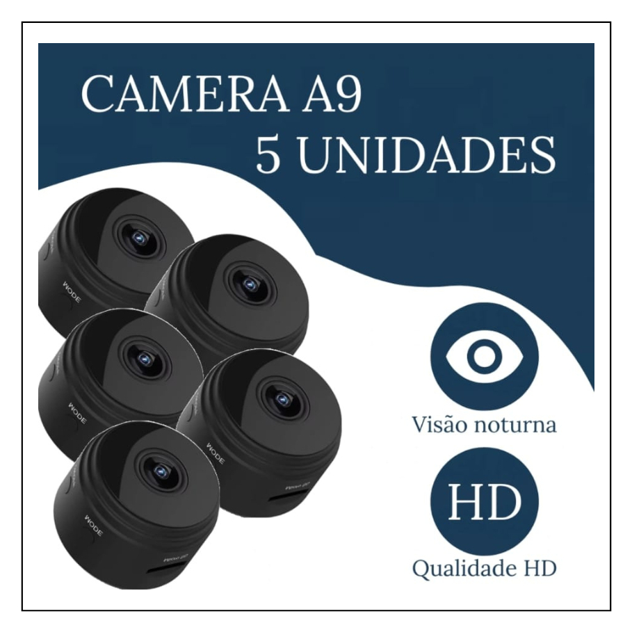 Kit 5 Câmeras Mini A9 Original Wi-fi Com Gravador De Voz Original