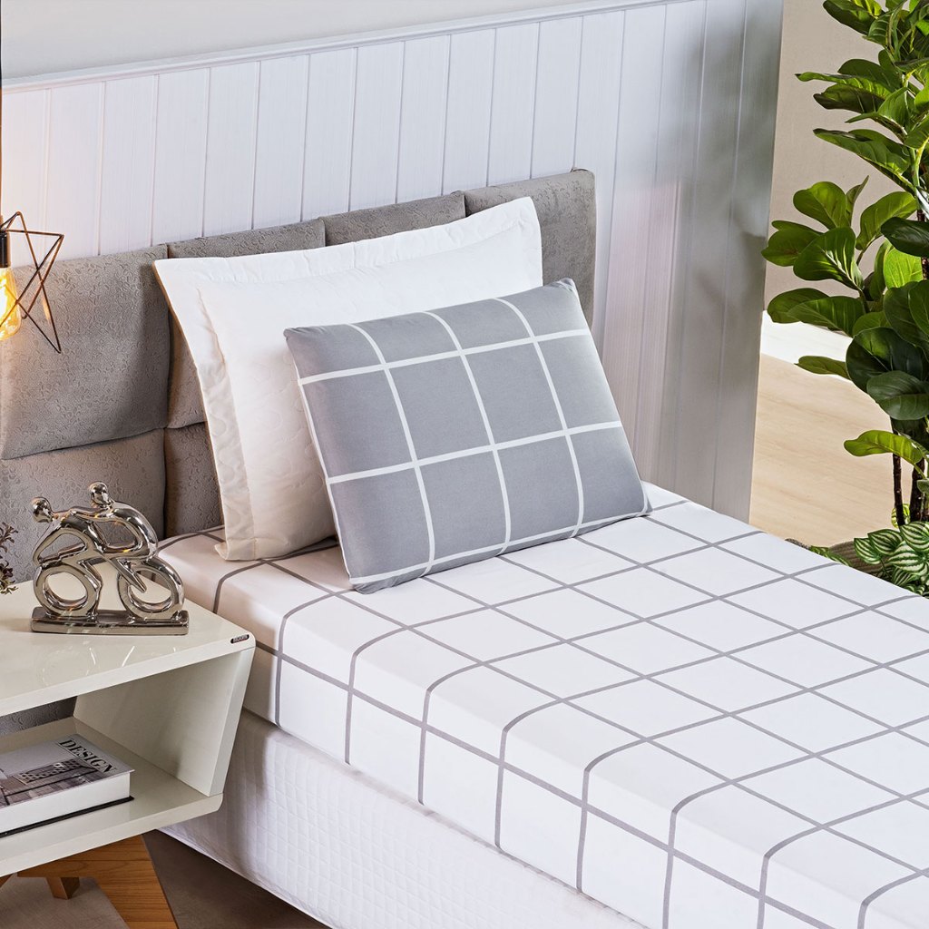 Jogo de Lençol Solteiro 2 Peças Percal 200 Fios Estampado Xadrez Austin Maciez e Durabilidade em Oferta na Shopee