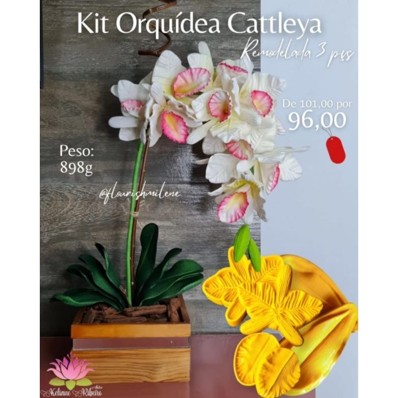 FRISADOR EM RESINA KIT ORQUÍDEA CATTLEYA REMODELA 3 PEÇAS